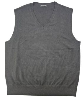 Kallspin Cashmere Wool Blend V Neck Sweater Vest Mens XLarge Black Soft Smooth